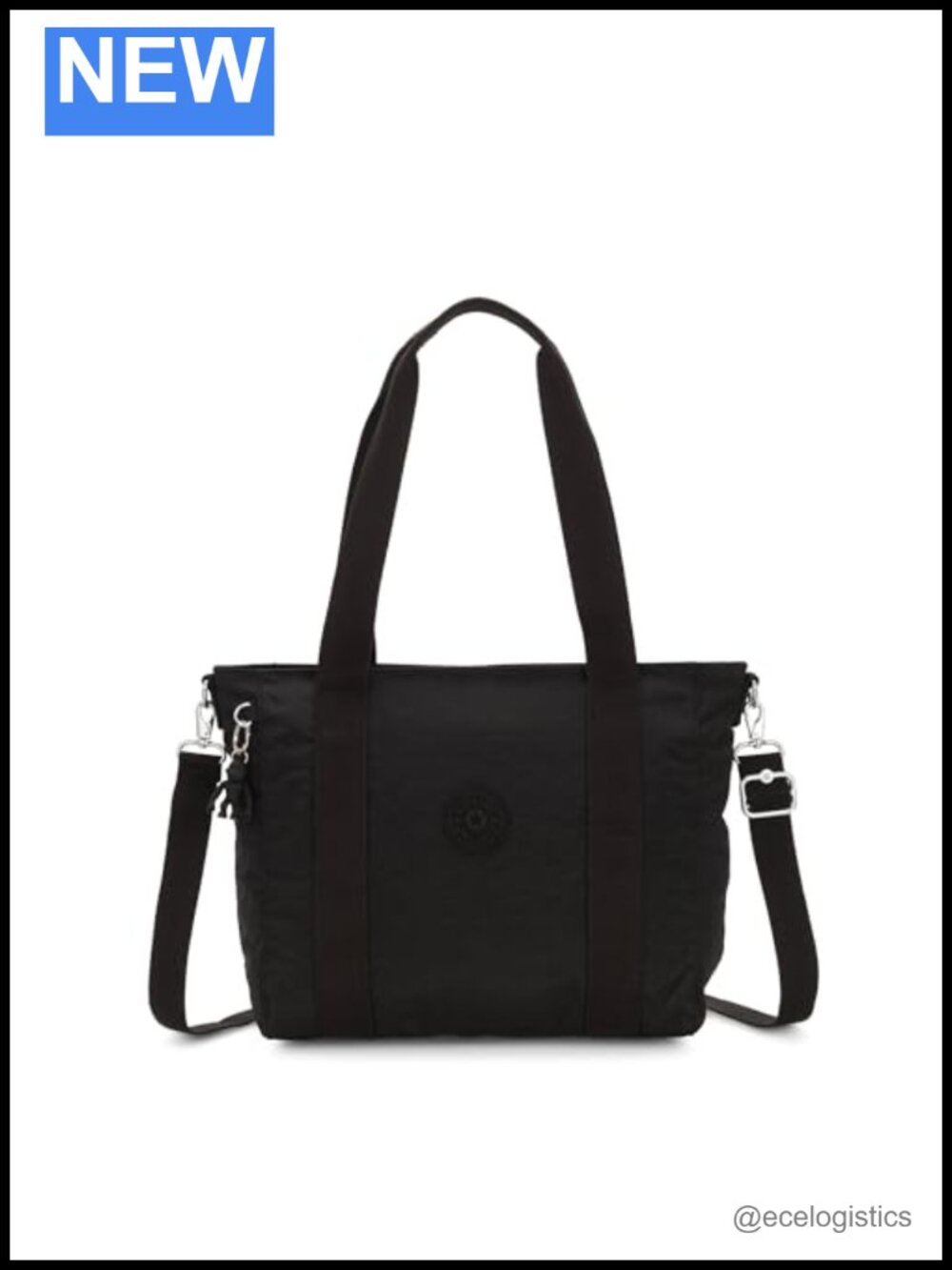 Water Resistant Crinkled Nylon Tote Bag with Crossbody Strap, Adjustable &
